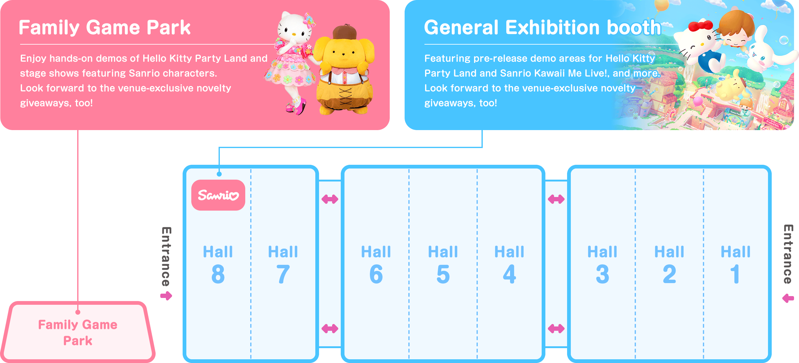General Exhibition booth: Makuhari Messe (Hall 8 [08-S01]). Family Game Park: TKP Tokyo Bay Makuhari Hall